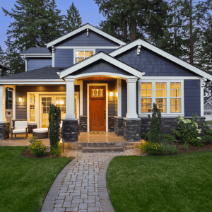 inviting home at dusk after exterior remodel