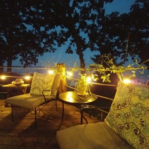 Outdoor Patio Furniture Party Deck Space String Lights at Night