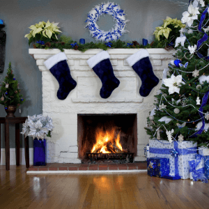 blue christmas fireplace focal point for home improvement projects before the holidays