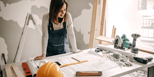 woman with full home renovation plan